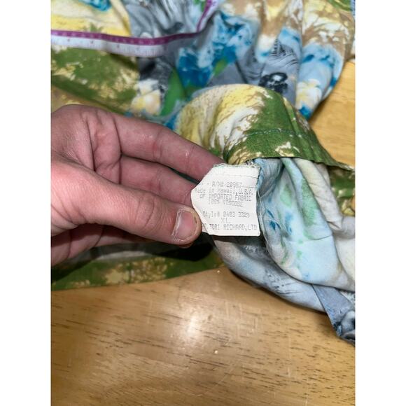 Vintage Tori Richard Hawaii Button Up Shirt Hawaiian Green Blue Multi VTG XL - Picture 11 of 11
